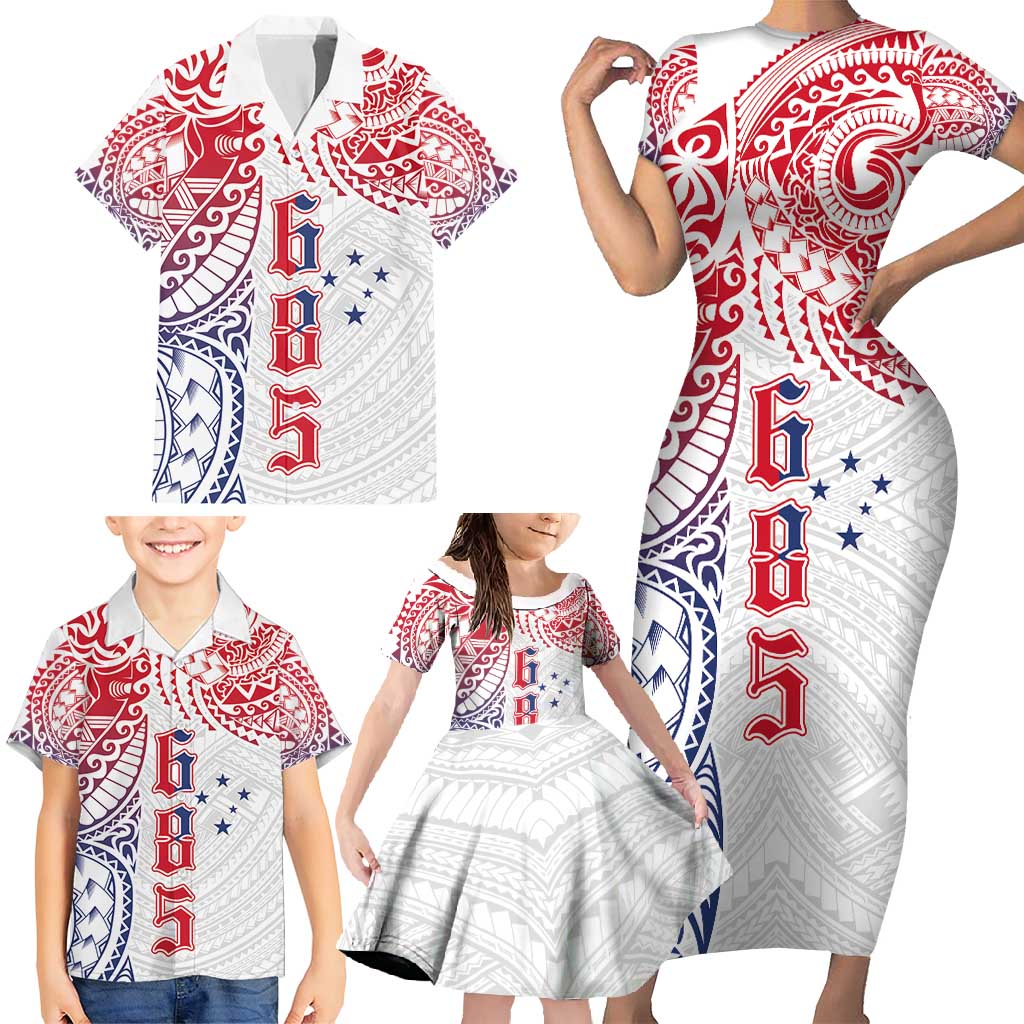 Samoa 685 Art Traditional Tattoo Pattern Family Matching Short Sleeve Bodycon Dress and Hawaiian Shirt Gradient Color LT03 - Polynesian Pride