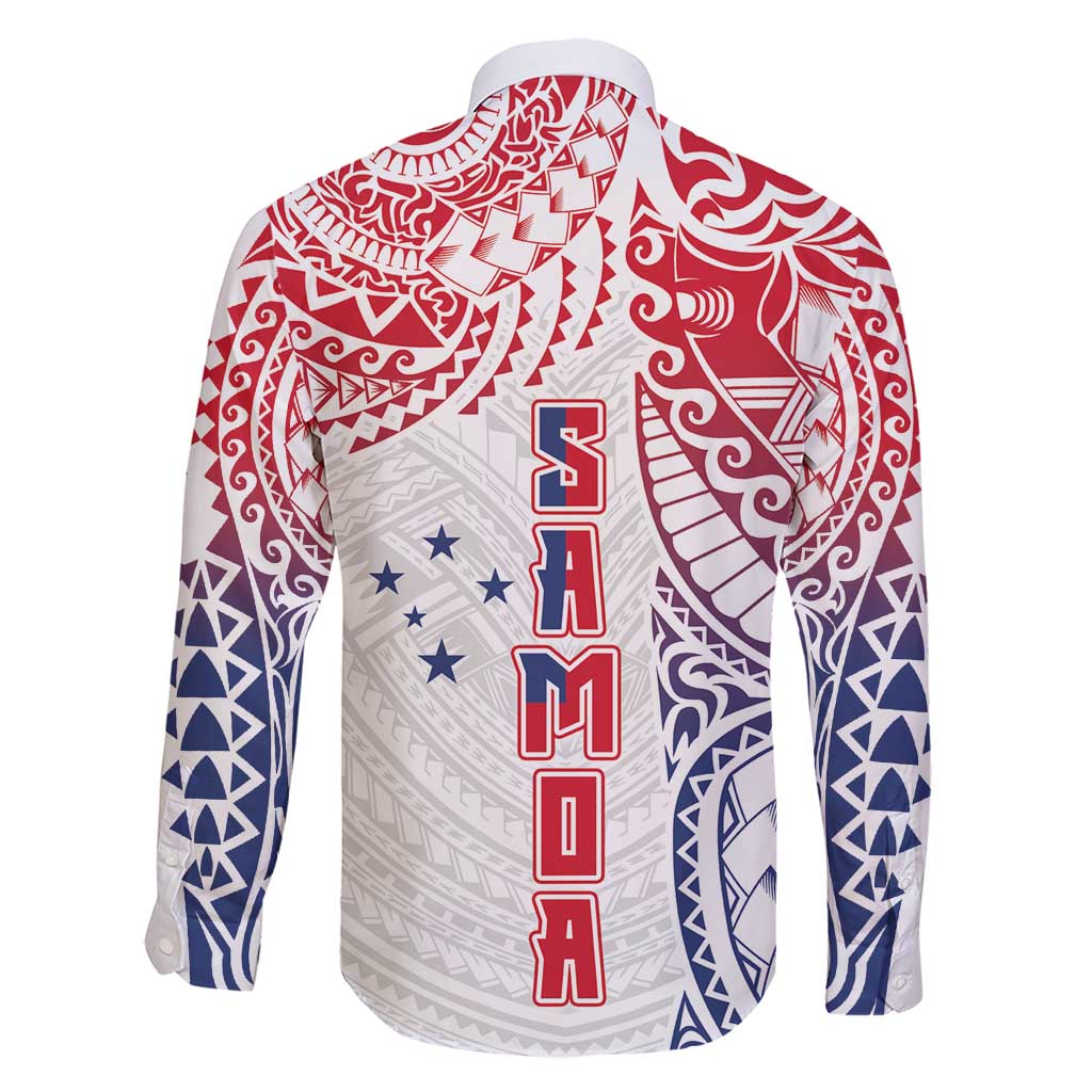 Samoa 685 Art Traditional Tattoo Pattern Family Matching Short Sleeve Bodycon Dress and Hawaiian Shirt Gradient Color LT03 - Polynesian Pride