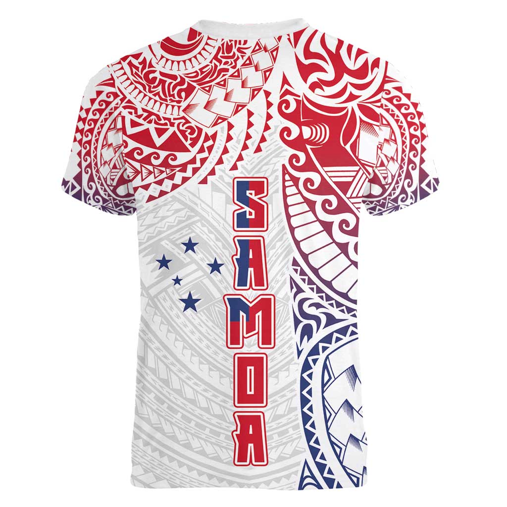 Samoa 685 Art Traditional Tattoo Pattern Women V-Neck T-Shirt Gradient Color LT03 - Polynesian Pride