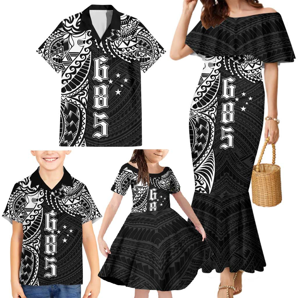 Samoa 685 Art Traditional Tattoo Pattern Family Matching Mermaid Dress and Hawaiian Shirt Black Color LT03 - Polynesian Pride