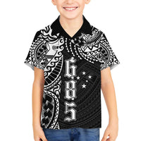 Samoa 685 Art Traditional Tattoo Pattern Family Matching Off The Shoulder Long Sleeve Dress and Hawaiian Shirt Black Color LT03 Son's Shirt Black - Polynesian Pride