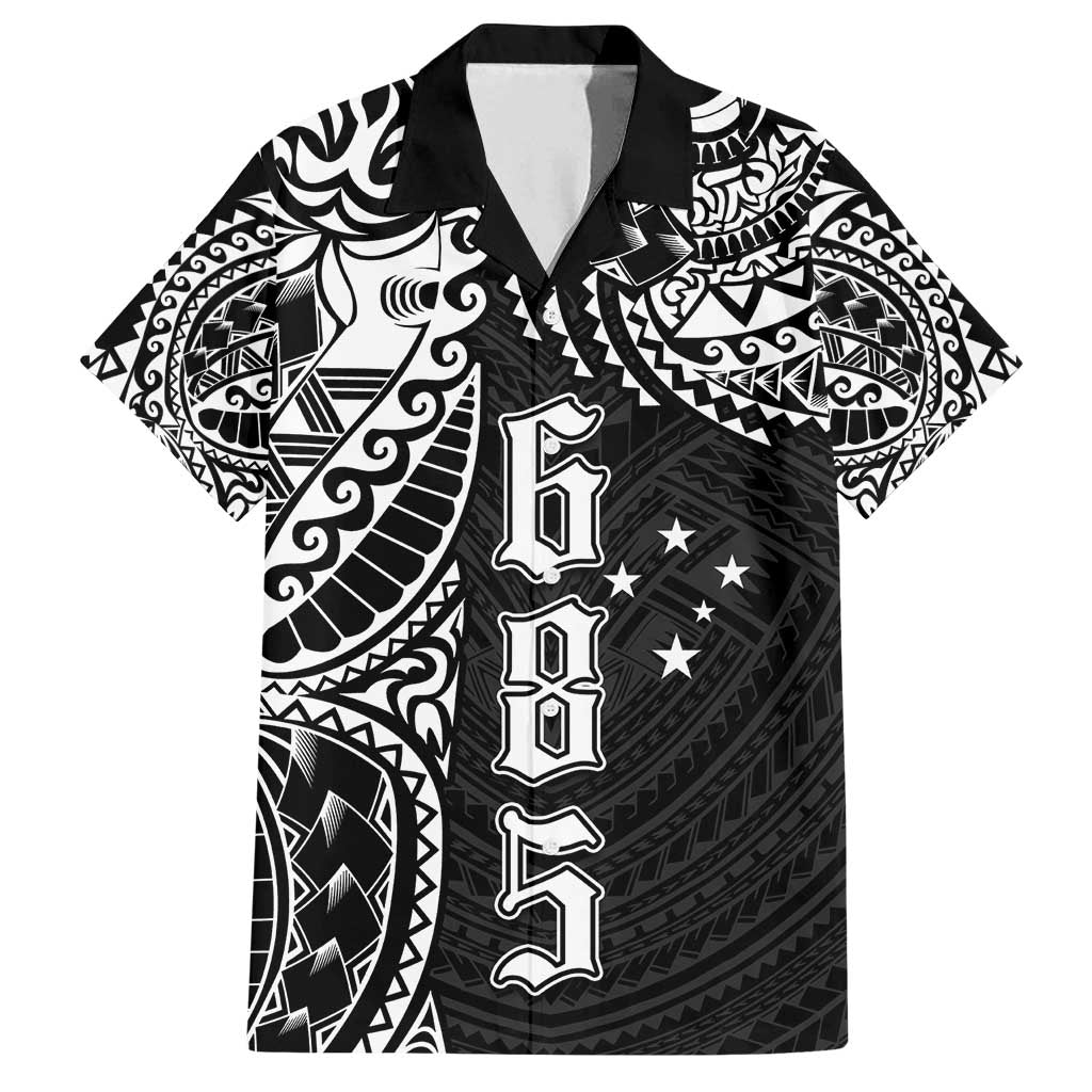 Samoa 685 Art Traditional Tattoo Pattern Family Matching Off Shoulder Maxi Dress and Hawaiian Shirt Black Color LT03 Dad's Shirt - Short Sleeve Black - Polynesian Pride