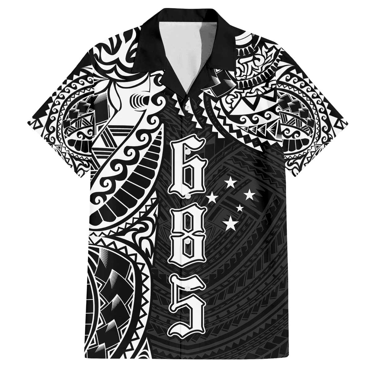 Samoa 685 Art Traditional Tattoo Pattern Family Matching Off Shoulder Short Dress and Hawaiian Shirt Black Color LT03 Dad's Shirt - Short Sleeve Black - Polynesian Pride