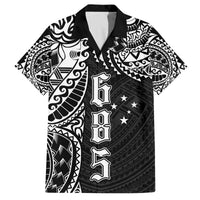 Samoa 685 Art Traditional Tattoo Pattern Family Matching Off Shoulder Short Dress and Hawaiian Shirt Black Color LT03 Dad's Shirt - Short Sleeve Black - Polynesian Pride