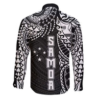 Samoa 685 Art Traditional Tattoo Pattern Family Matching Off Shoulder Short Dress and Hawaiian Shirt Black Color LT03 - Polynesian Pride