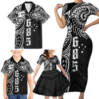 Samoa 685 Art Traditional Tattoo Pattern Family Matching Short Sleeve Bodycon Dress and Hawaiian Shirt Black Color LT03 - Polynesian Pride