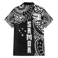 Samoa 685 Art Traditional Tattoo Pattern Family Matching Short Sleeve Bodycon Dress and Hawaiian Shirt Black Color LT03 - Polynesian Pride