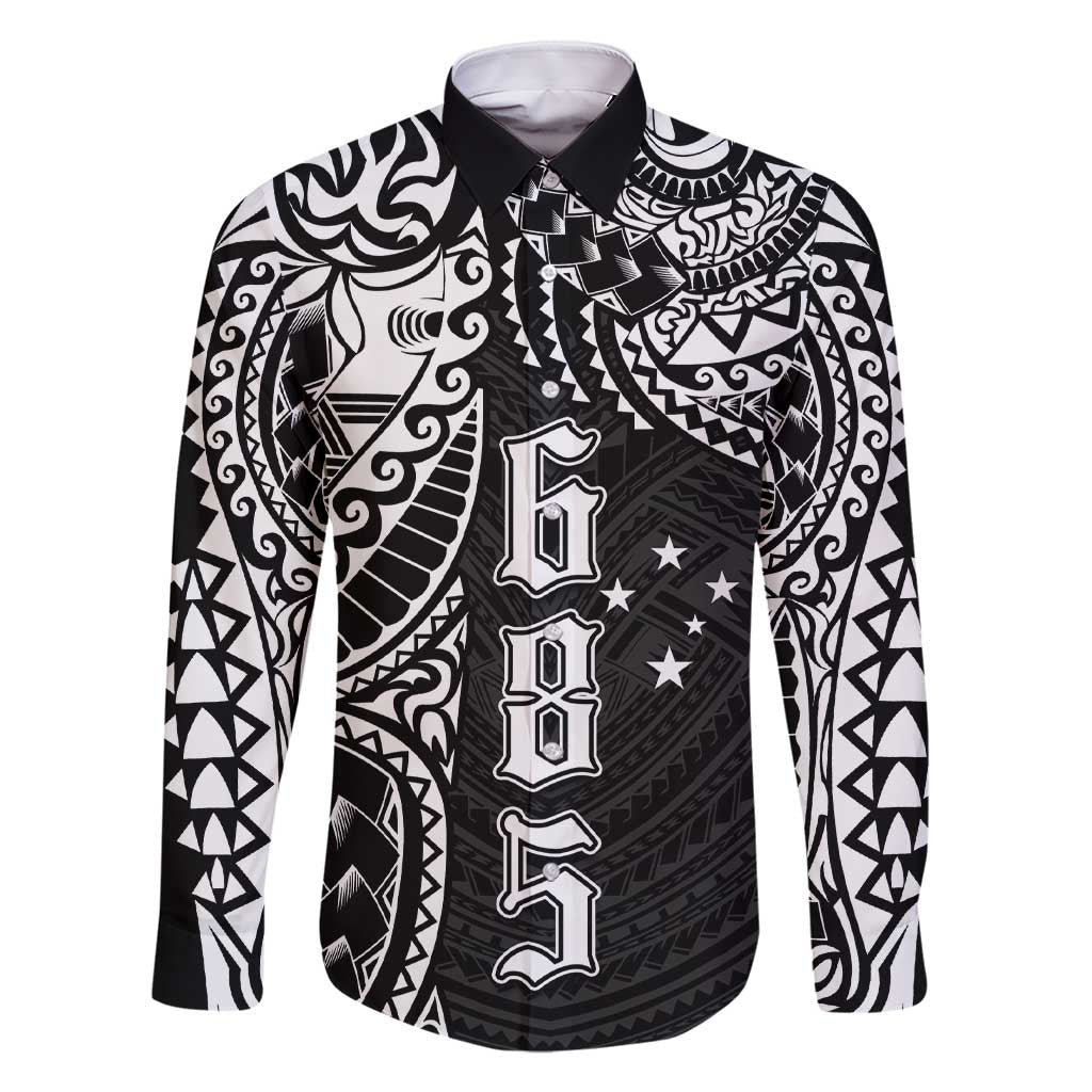 Samoa 685 Art Traditional Tattoo Pattern Family Matching Short Sleeve Bodycon Dress and Hawaiian Shirt Black Color LT03 Dad's Shirt - Long Sleeve Black - Polynesian Pride