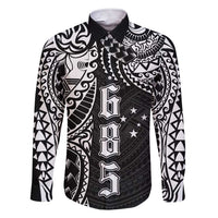 Samoa 685 Art Traditional Tattoo Pattern Family Matching Short Sleeve Bodycon Dress and Hawaiian Shirt Black Color LT03 Dad's Shirt - Long Sleeve Black - Polynesian Pride