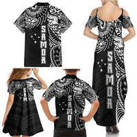Samoa 685 Art Traditional Tattoo Pattern Family Matching Summer Maxi Dress and Hawaiian Shirt Black Color LT03 - Polynesian Pride