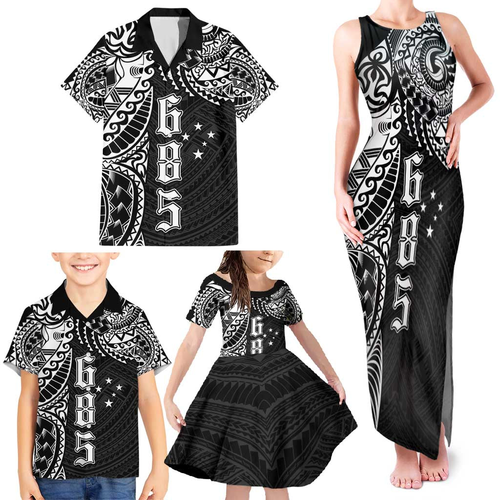 Samoa 685 Art Traditional Tattoo Pattern Family Matching Tank Maxi Dress and Hawaiian Shirt Black Color LT03 - Polynesian Pride