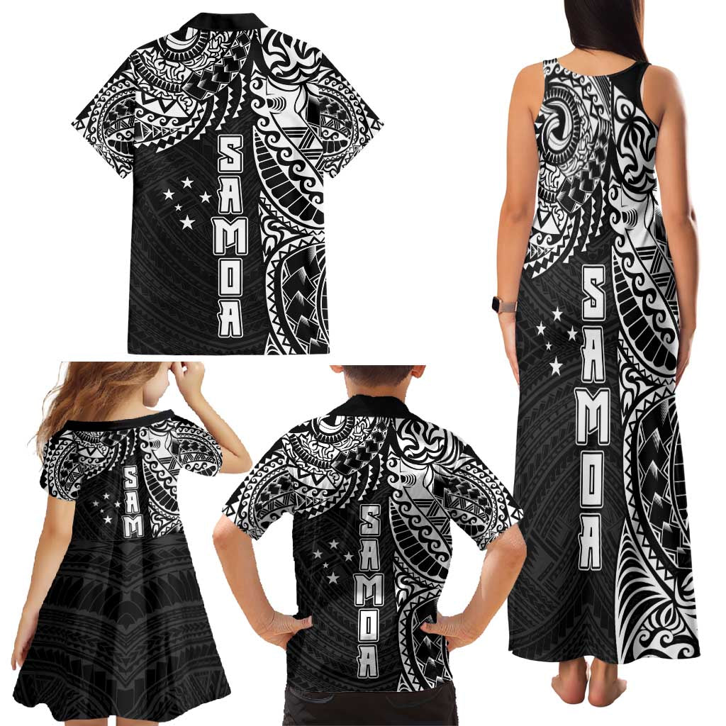 Samoa 685 Art Traditional Tattoo Pattern Family Matching Tank Maxi Dress and Hawaiian Shirt Black Color LT03 - Polynesian Pride