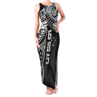 Samoa 685 Art Traditional Tattoo Pattern Family Matching Tank Maxi Dress and Hawaiian Shirt Black Color LT03 Mom's Dress Black - Polynesian Pride