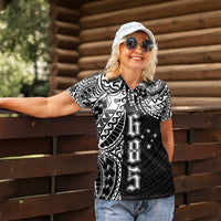 Samoa 685 Art Traditional Tattoo Pattern Women Polo Shirt Black Color