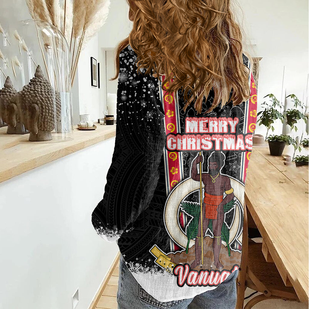 Vanuatu Christmas Women Casual Shirt Polynesian Tribal Snow Style LT03 - Polynesian Pride