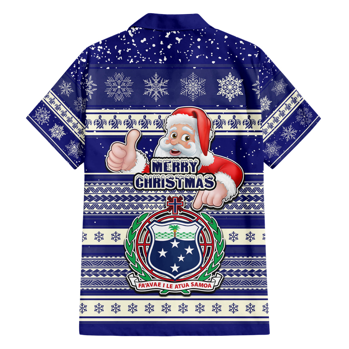 Samoa Christmas Family Matching Short Sleeve Bodycon Dress and Hawaiian Shirt The Santa Coat of Arms with Samoa Bracelet Pattern LT03 - Polynesian Pride