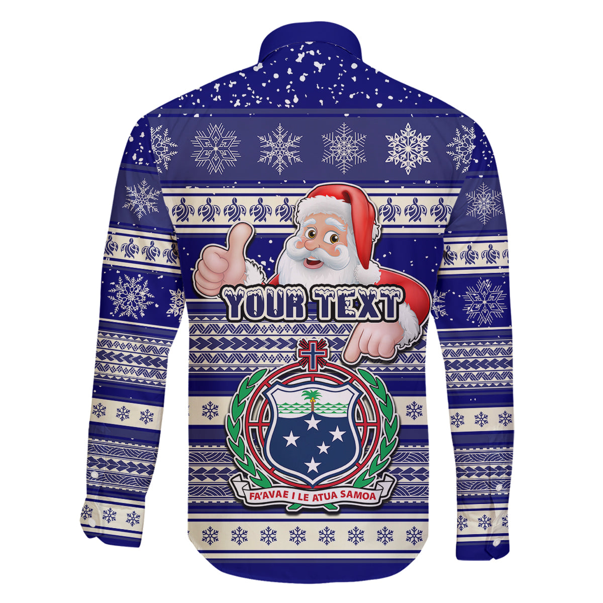 Custom Samoa Christmas Family Matching Mermaid Dress and Hawaiian Shirt The Santa Coat of Arms with Samoa Bracelet Pattern LT03 - Polynesian Pride