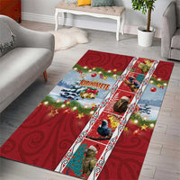 New Zealand Merry Christmas Area Rug Maori Animals, Koru Tattoo - Red Xmas Style LT03 - Polynesian Pride