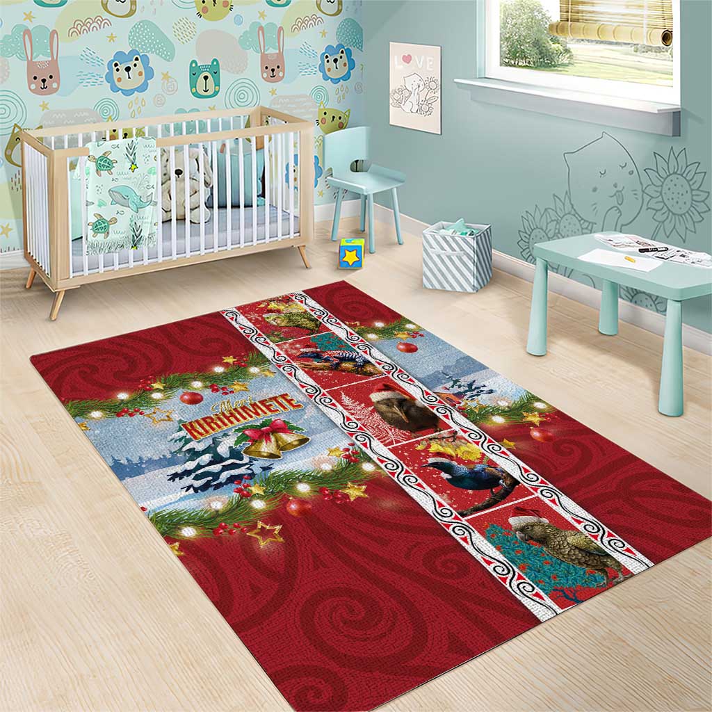 New Zealand Merry Christmas Area Rug Maori Animals, Koru Tattoo - Red Xmas Style LT03 - Polynesian Pride