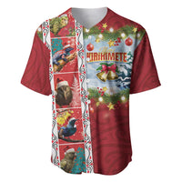 New Zealand Merry Christmas Baseball Jersey Maori Animals, Koru Tattoo - Red Xmas Style LT03 Red - Polynesian Pride