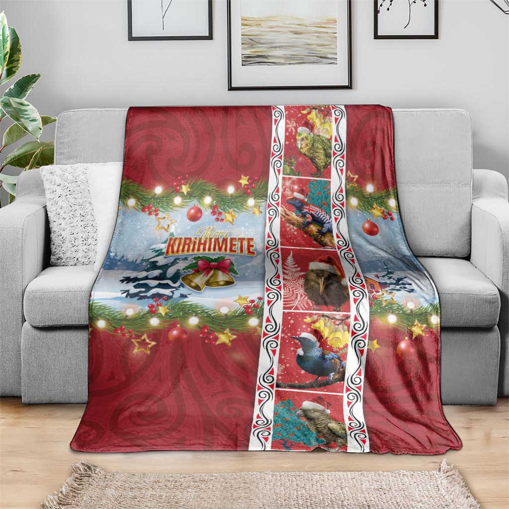 New Zealand Merry Christmas Blanket Maori Animals, Koru Tattoo - Red Xmas Style LT03 - Polynesian Pride