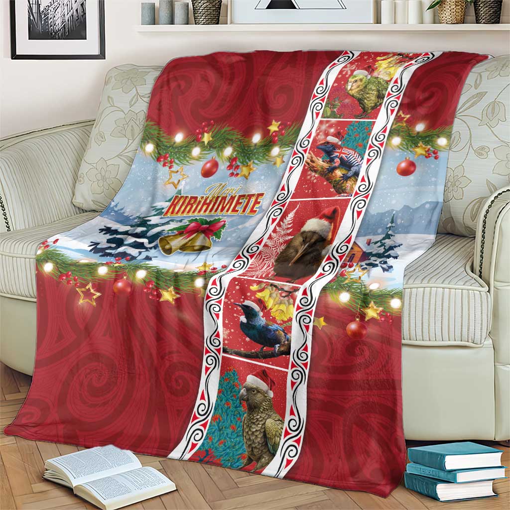 New Zealand Merry Christmas Blanket Maori Animals, Koru Tattoo - Red Xmas Style LT03 - Polynesian Pride