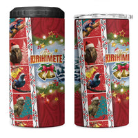 New Zealand Merry Christmas 4 in 1 Can Cooler Tumbler Maori Animals Xmas Style and Koru Tattoo Red Color LT03 One Size: 16 oz Red - Polynesian Pride