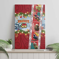 New Zealand Merry Christmas Canvas Wall Art Maori Animals, Koru Tattoo - Red Xmas Style LT03 - Polynesian Pride