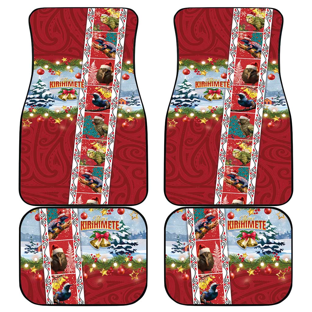 New Zealand Merry Christmas Car Mats Maori Animals, Koru Tattoo - Red Xmas Style LT03 - Polynesian Pride