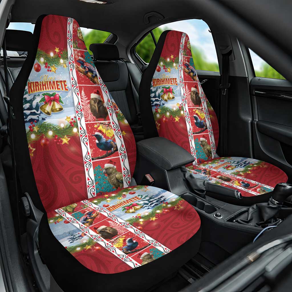 New Zealand Merry Christmas Car Seat Cover Maori Animals, Koru Tattoo - Red Xmas Style LT03 One Size Red - Polynesian Pride