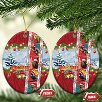 New Zealand Merry Christmas Ceramic Ornament Maori Animals, Koru Tattoo - Red Xmas Style LT03 Oval Red - Polynesian Pride