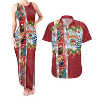New Zealand Merry Christmas Couples Matching Tank Maxi Dress and Hawaiian Shirt Maori Animals, Koru Tattoo - Red Xmas Style LT03 Red - Polynesian Pride