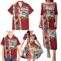 New Zealand Merry Christmas Family Matching Puletasi and Hawaiian Shirt Maori Animals, Koru Tattoo - Red Xmas Style LT03 - Polynesian Pride