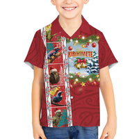 New Zealand Merry Christmas Family Matching Puletasi and Hawaiian Shirt Maori Animals, Koru Tattoo - Red Xmas Style LT03 Son's Shirt Red - Polynesian Pride