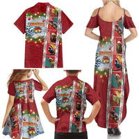 New Zealand Merry Christmas Family Matching Summer Maxi Dress and Hawaiian Shirt Maori Animals, Koru Tattoo - Red Xmas Style LT03 - Polynesian Pride
