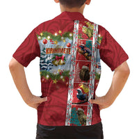 New Zealand Merry Christmas Family Matching Tank Maxi Dress and Hawaiian Shirt Maori Animals, Koru Tattoo - Red Xmas Style LT03 - Polynesian Pride