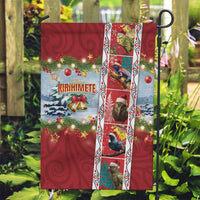 New Zealand Merry Christmas Garden Flag Maori Animals, Koru Tattoo - Red Xmas Style LT03 Garden Flag Red - Polynesian Pride