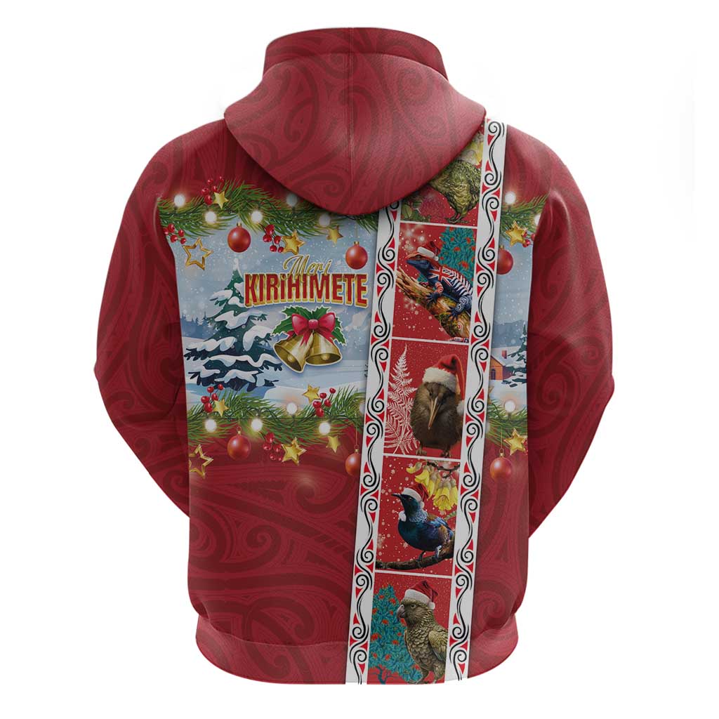 New Zealand Merry Christmas Hoodie Maori Animals, Koru Tattoo - Red Xmas Style LT03 - Polynesian Pride