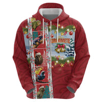 New Zealand Merry Christmas Hoodie Maori Animals, Koru Tattoo - Red Xmas Style LT03 - Polynesian Pride