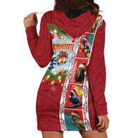 New Zealand Merry Christmas Hoodie Dress Maori Animals, Koru Tattoo - Red Xmas Style LT03 - Polynesian Pride