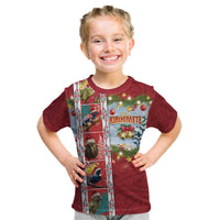 New Zealand Merry Christmas Kid T Shirt Maori Animals, Koru Tattoo - Red Xmas Style LT03 Red - Polynesian Pride