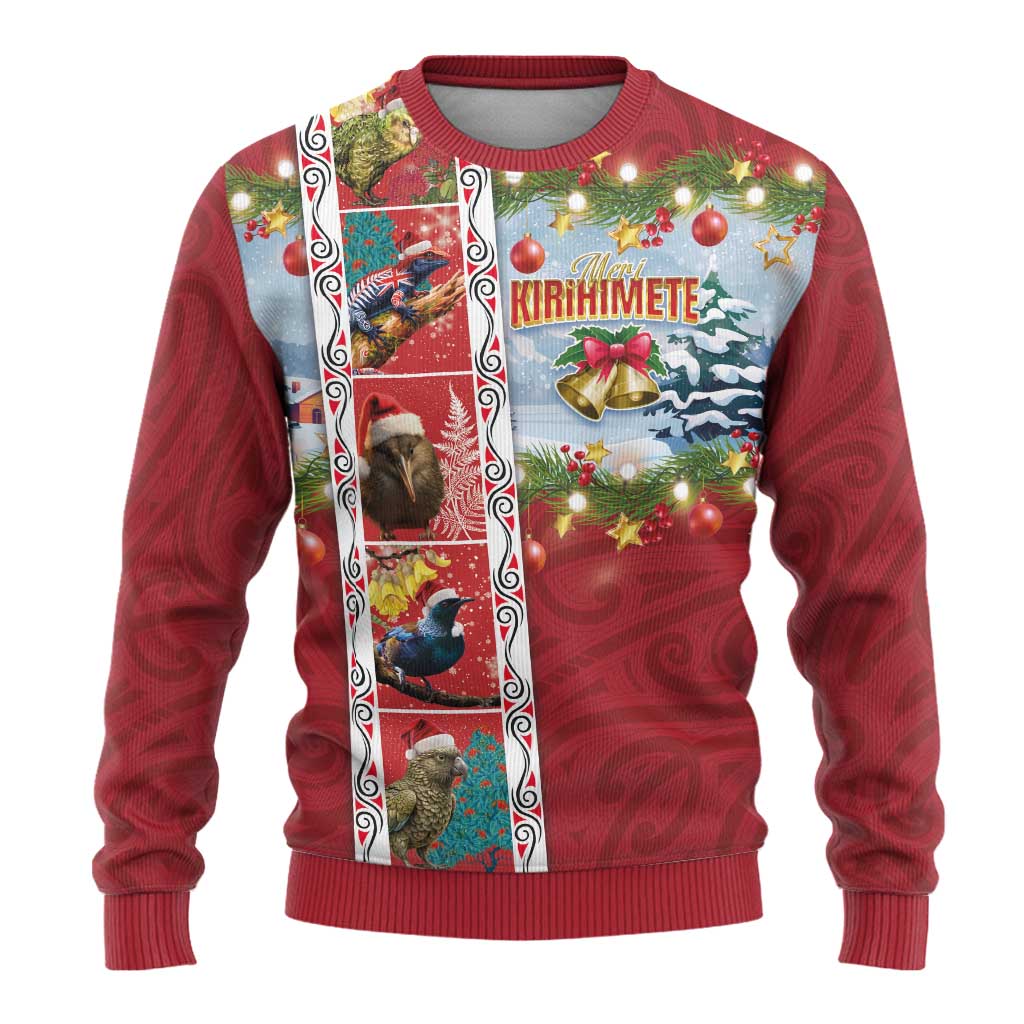 New Zealand Merry Christmas Ugly Christmas Sweater Maori Animals, Koru Tattoo - Red Xmas Style LT03 - Polynesian Pride