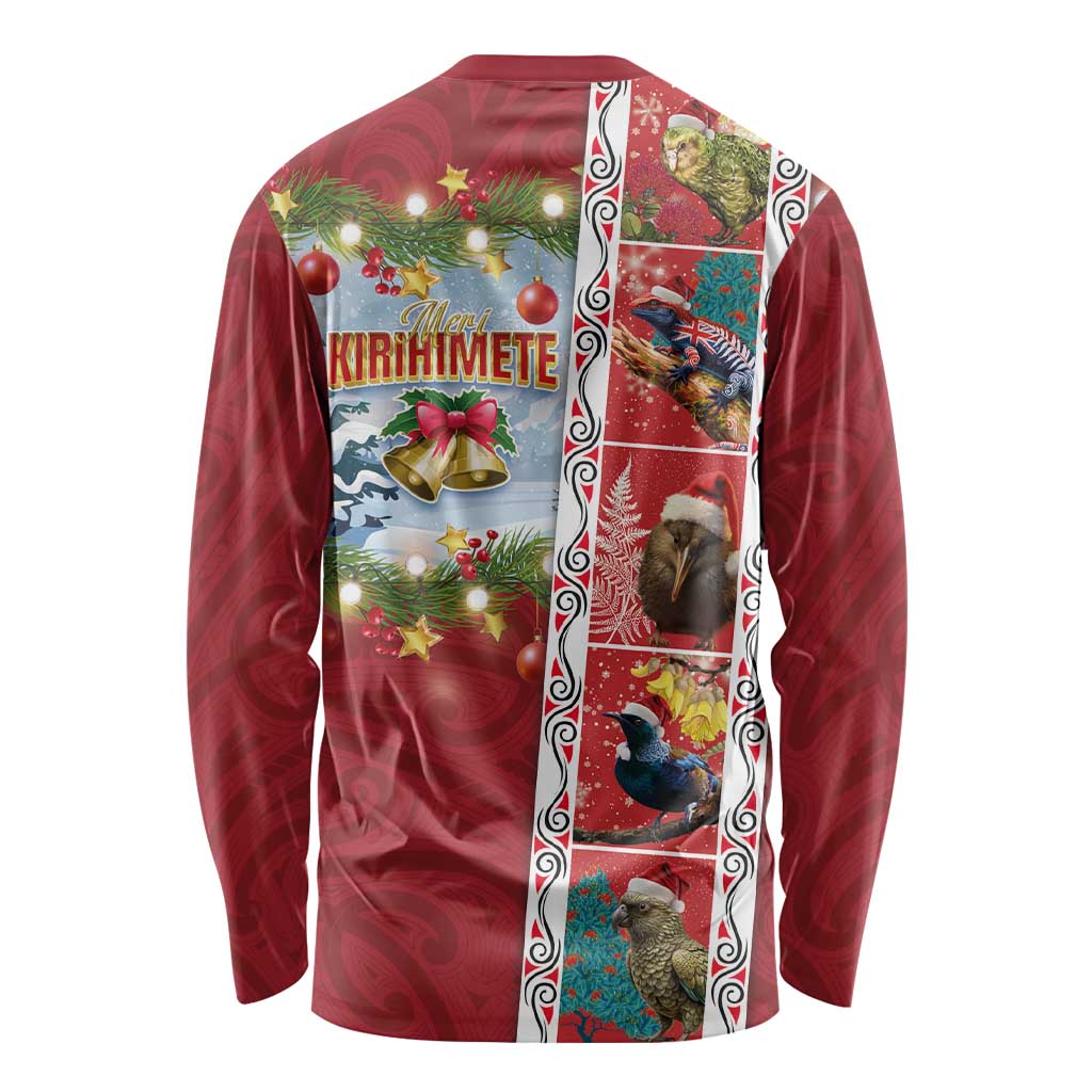New Zealand Merry Christmas Long Sleeve Shirt Maori Animals, Koru Tattoo - Red Xmas Style LT03 - Polynesian Pride