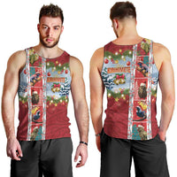New Zealand Merry Christmas Men Tank Top Maori Animals, Koru Tattoo - Red Xmas Style LT03 - Polynesian Pride
