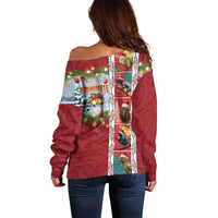New Zealand Merry Christmas Off Shoulder Sweater Maori Animals, Koru Tattoo - Red Xmas Style LT03 - Polynesian Pride
