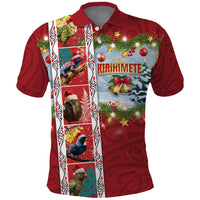 New Zealand Merry Christmas Polo Shirt Maori Animals, Koru Tattoo - Red Xmas Style LT03 Red - Polynesian Pride