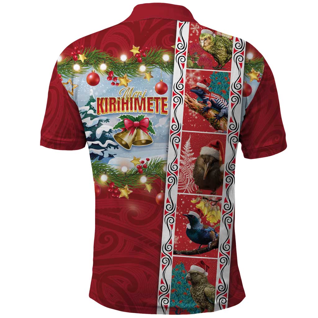 New Zealand Merry Christmas Polo Shirt Maori Animals, Koru Tattoo - Red Xmas Style LT03 - Polynesian Pride