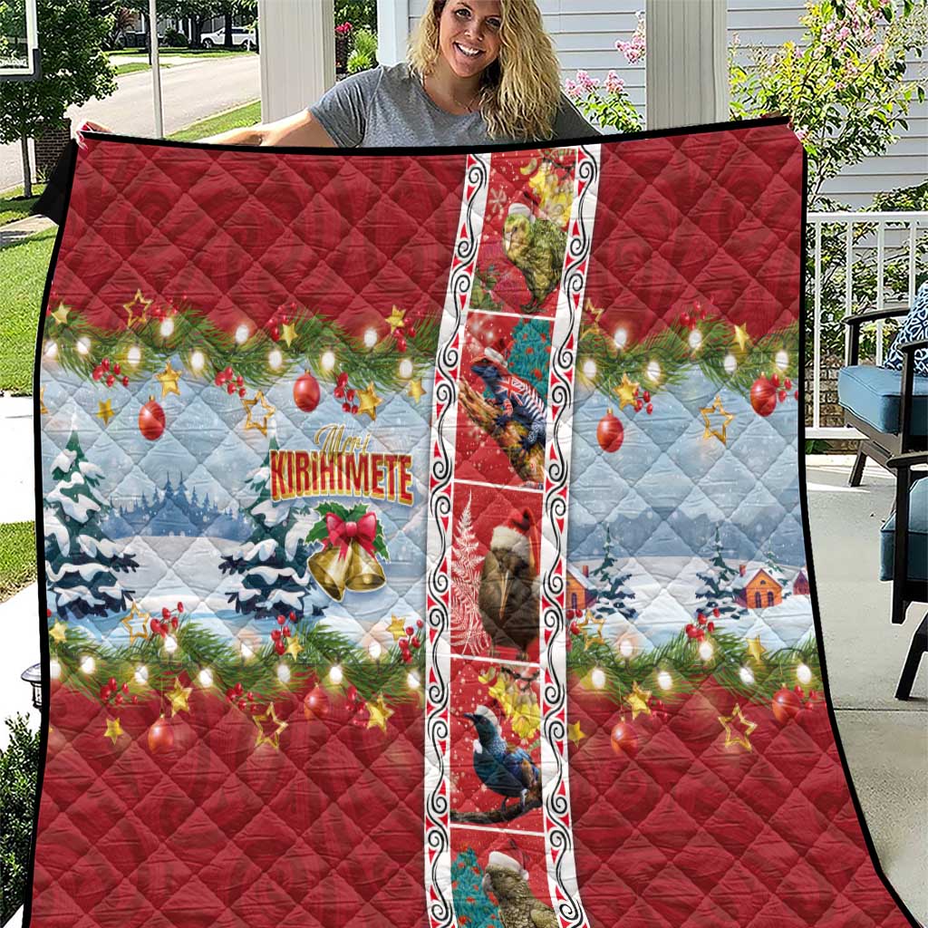 New Zealand Merry Christmas Quilt Maori Animals, Koru Tattoo - Red Xmas Style LT03 Red - Polynesian Pride