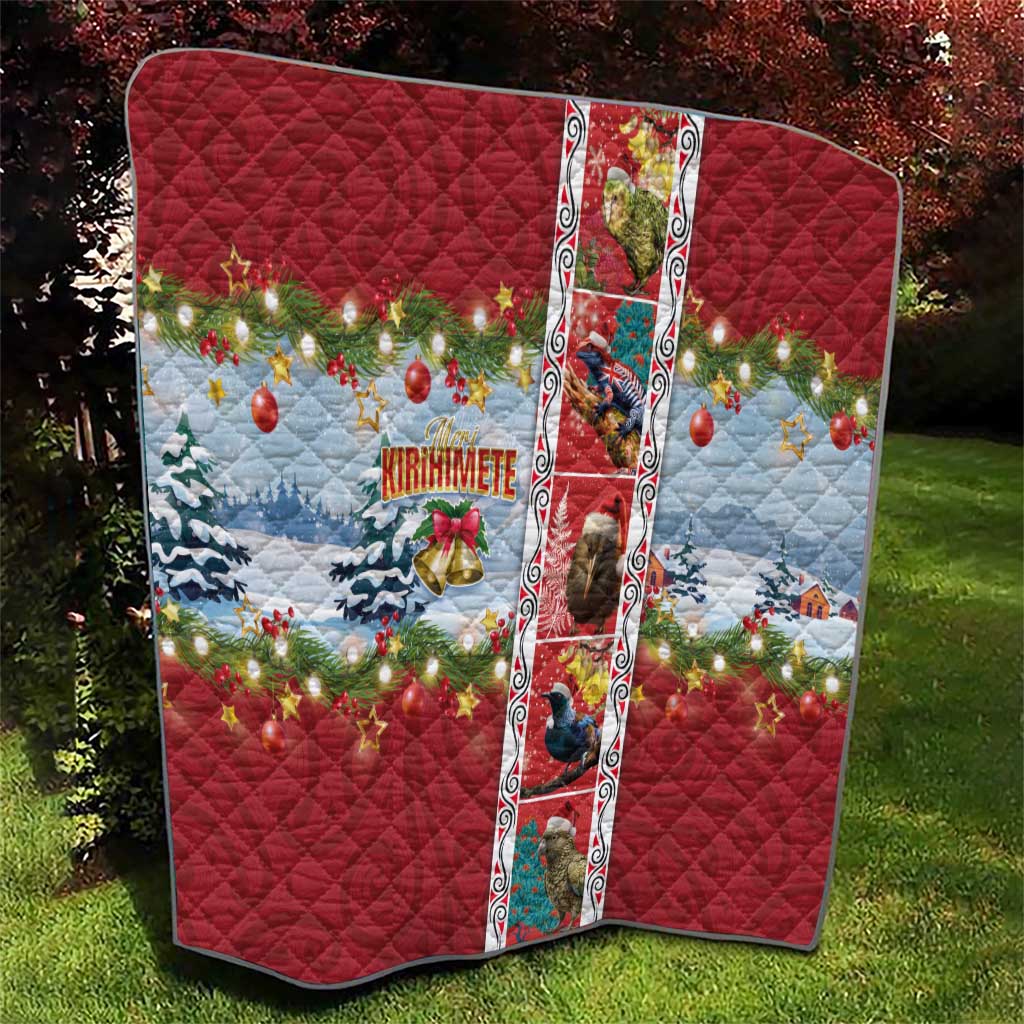 New Zealand Merry Christmas Quilt Maori Animals, Koru Tattoo - Red Xmas Style LT03 - Polynesian Pride