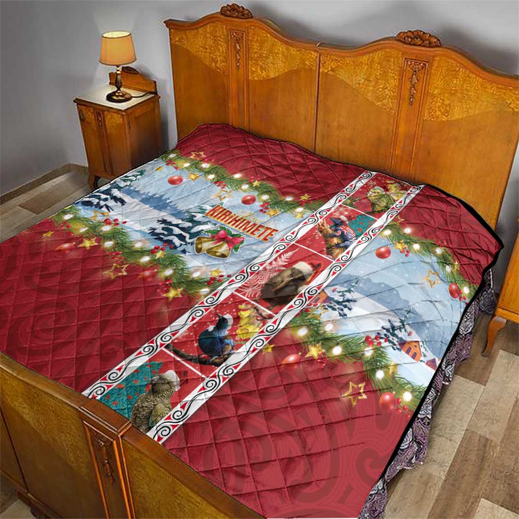 New Zealand Merry Christmas Quilt Maori Animals, Koru Tattoo - Red Xmas Style LT03 - Polynesian Pride